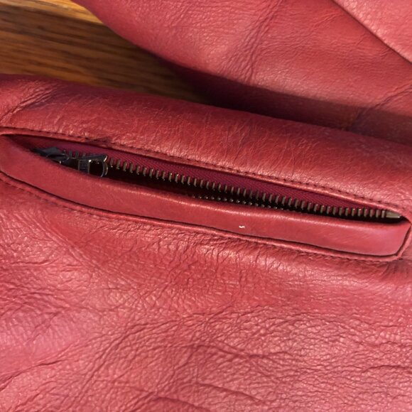 Santacroce Faded Red Italian Leather Shearling-Lined Jacket - Picture 9 of 11